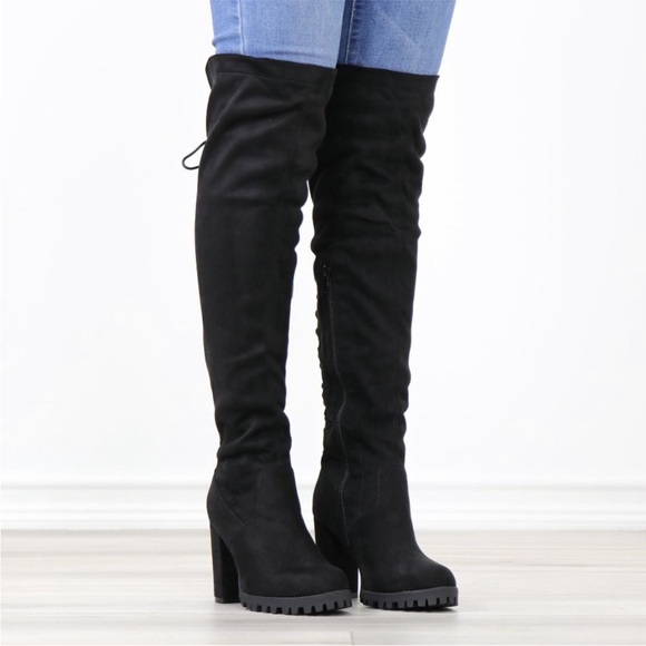 Over the knee black suede boots - Picture 1 of 7